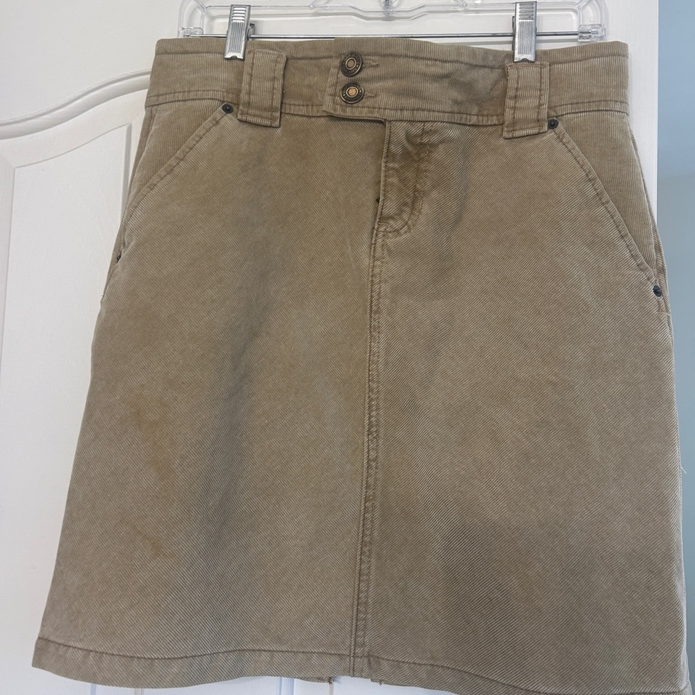 Tan Button-Front Skirt